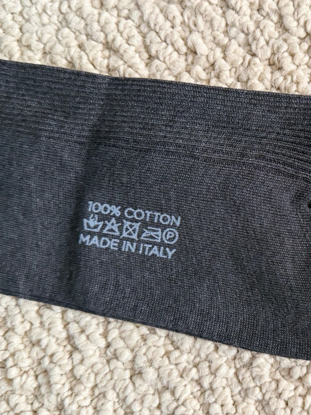Tom Ford Charcoal Gray Embroidered TF Logo Ribbed Cotton Soft Dress Crew Socks